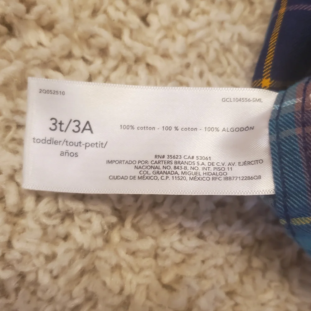 5 For $25 Carter's Plaid Button Up Shirt Toddler Size 3T Blue‎
